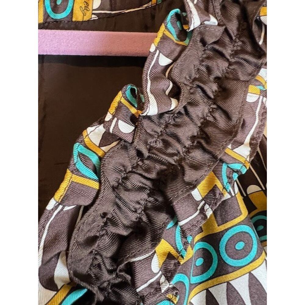 Milly Of New York 100% Silk Short-Sleeve Tribal-Print Dress Sz 4 Lined - Picture 4 of 10